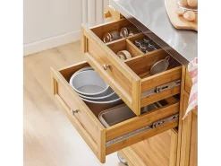 Carrito de Cocina con Piso de Acero, estantería de Cocina, Carrito de Servir de bambú,L115 x P46 x H92cm FKW70-N SoBuy ES