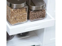 Carrito de cocina con ruedas con 3 cajones, 3 estantes, tablero de madera, MDF blanco (67x37x84cm)