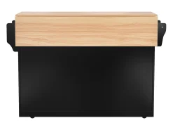 Carrito de cocina con tapa abatible, diseño multifuncional, MDF, negro y natural (120x46(70)x91,5cm)