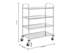 Carrito de cocina de 4 alturas acero inoxidable 107x55x125 cm