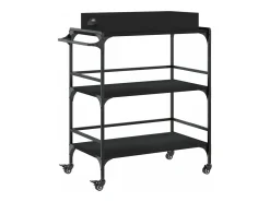 Carrito de cocina de madera de ingeniería negro 81,5x41x92,5 cm