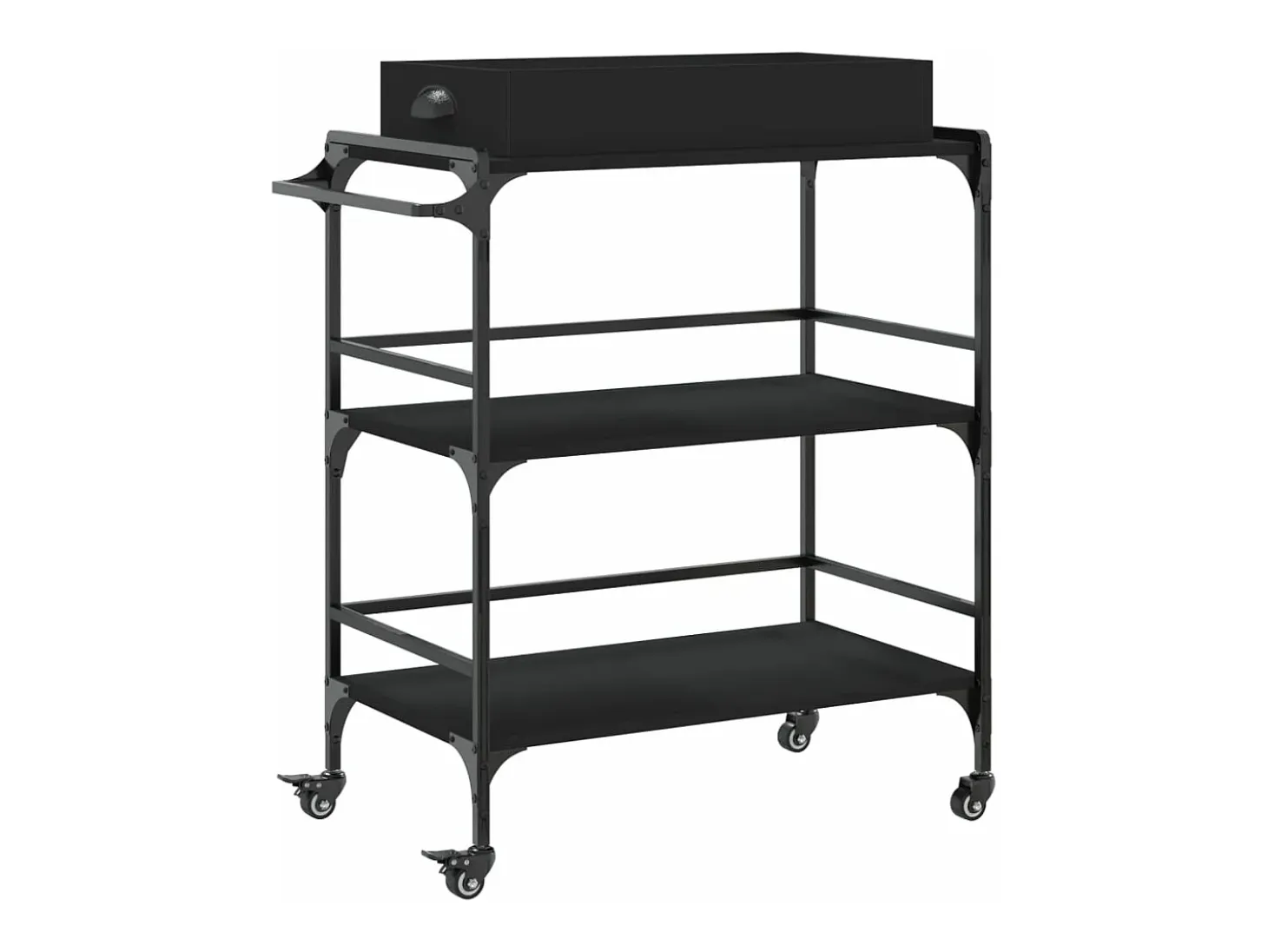 Carrito de cocina de madera de ingeniería negro 81,5x41x92,5 cm