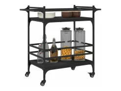 Carrito de cocina de madera de ingeniería negro 82x40x78,5 cm