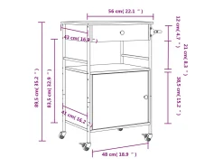 Carrito de cocina de madera de ingeniería negro 56x43x89,5 cm