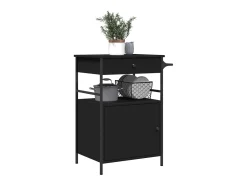 Carrito de cocina de madera de ingeniería negro 56x43x89,5 cm