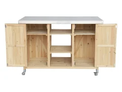 Carrito de cocina exterior de madera de abeto 130cm con asas, 7