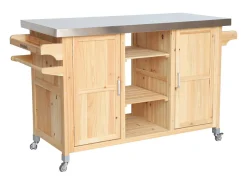 Carrito de cocina exterior de madera de abeto 130cm con asas, 7