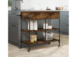Carrito de cocina madera ingeniería roble ahumado 105x42x95 cm