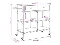 Carrito de cocina madera ingeniería roble ahumado 105x42x95 cm