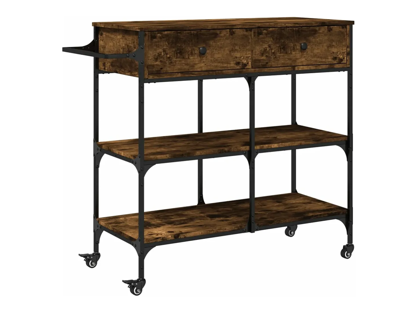 Carrito de cocina madera ingeniería roble ahumado 105x42x95 cm