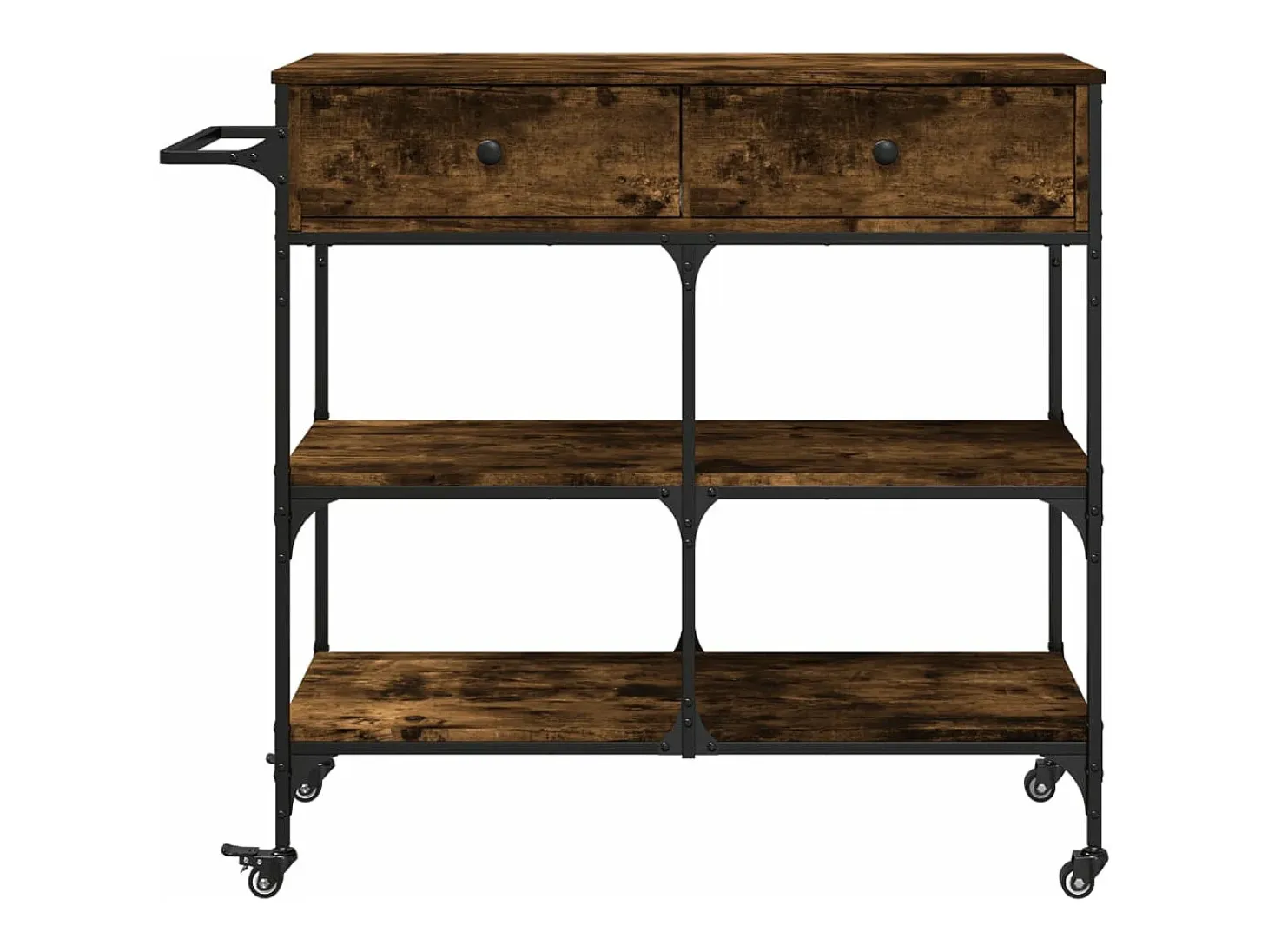 Carrito de cocina madera ingeniería roble ahumado 105x42x95 cm