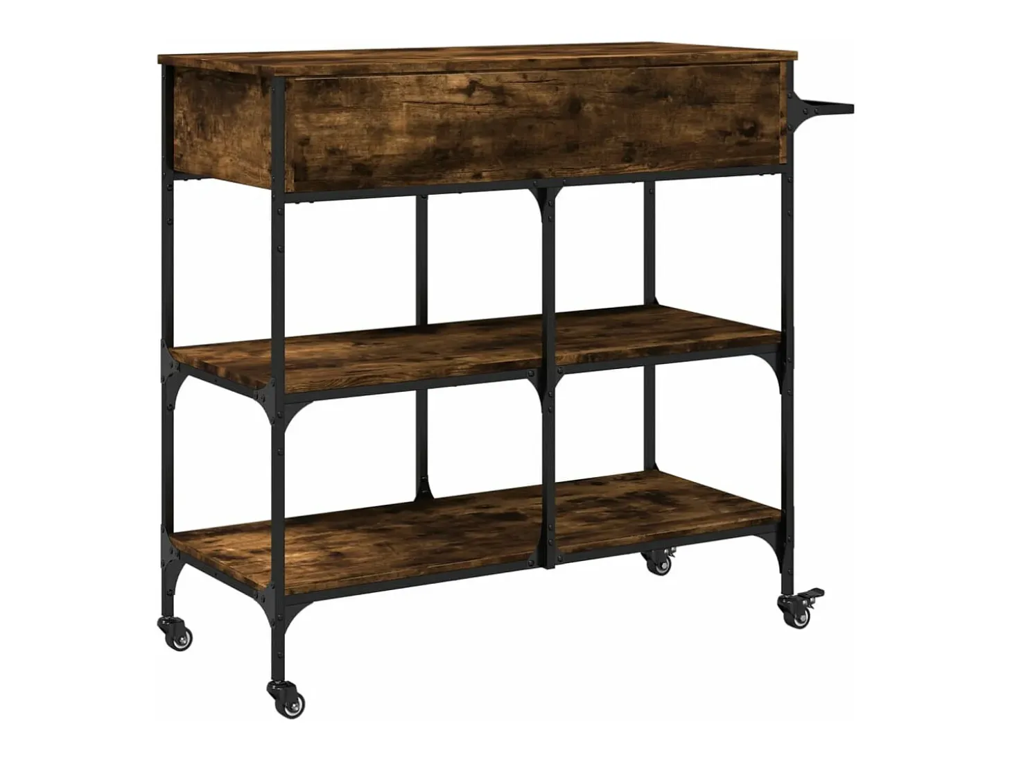 Carrito de cocina madera ingeniería roble ahumado 105x42x95 cm