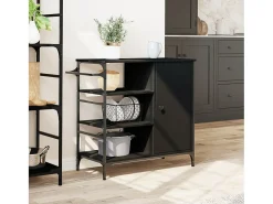 Carrito de cocina madera de ingeniería negro 87,5x38,5x84,5 cm