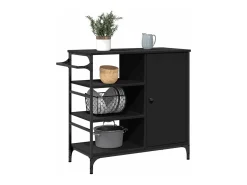 Carrito de cocina madera de ingeniería negro 87,5x38,5x84,5 cm