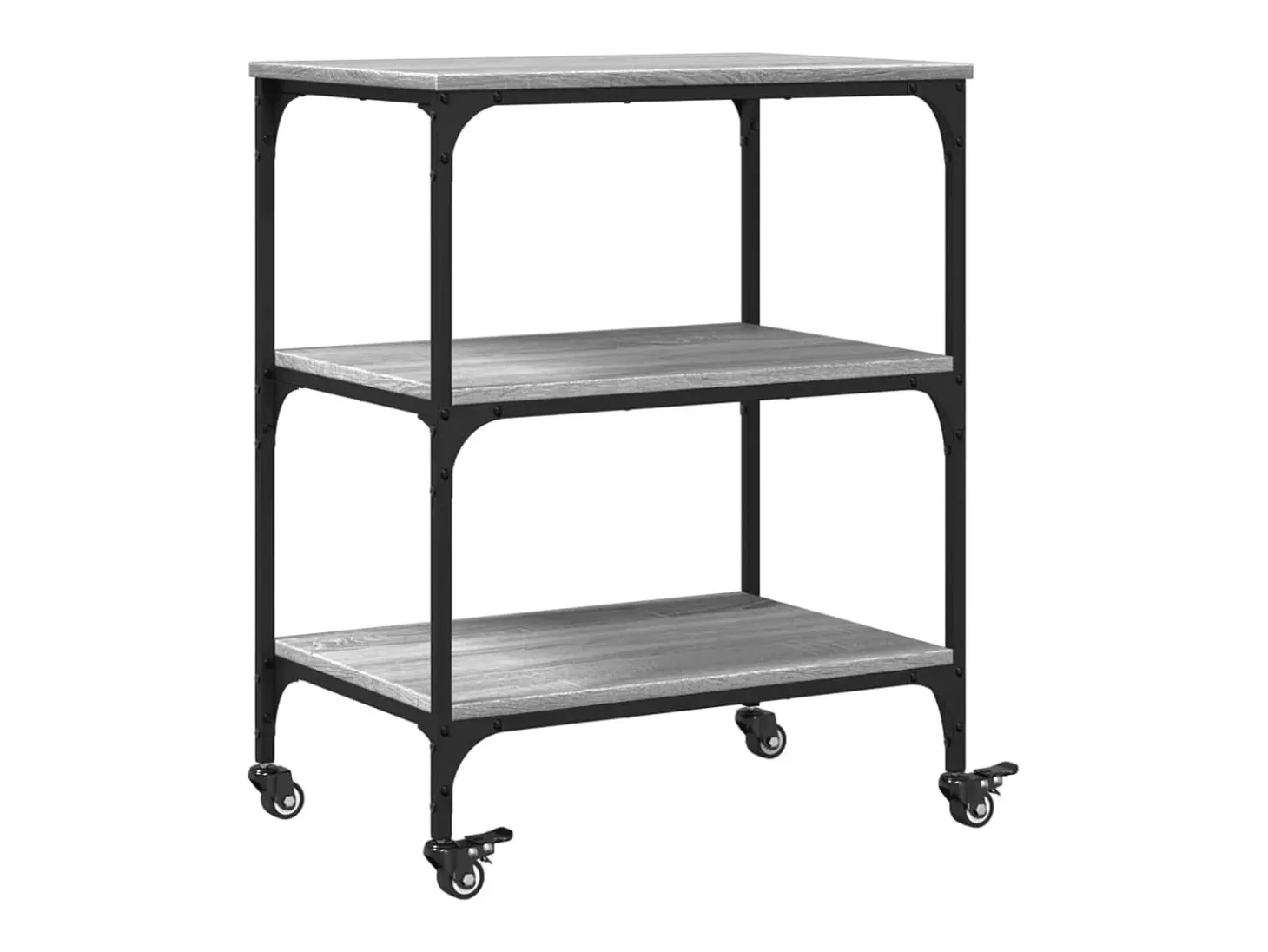 Carrito de cocina madera de ingeniería gris Sonoma 60x41x76 cm