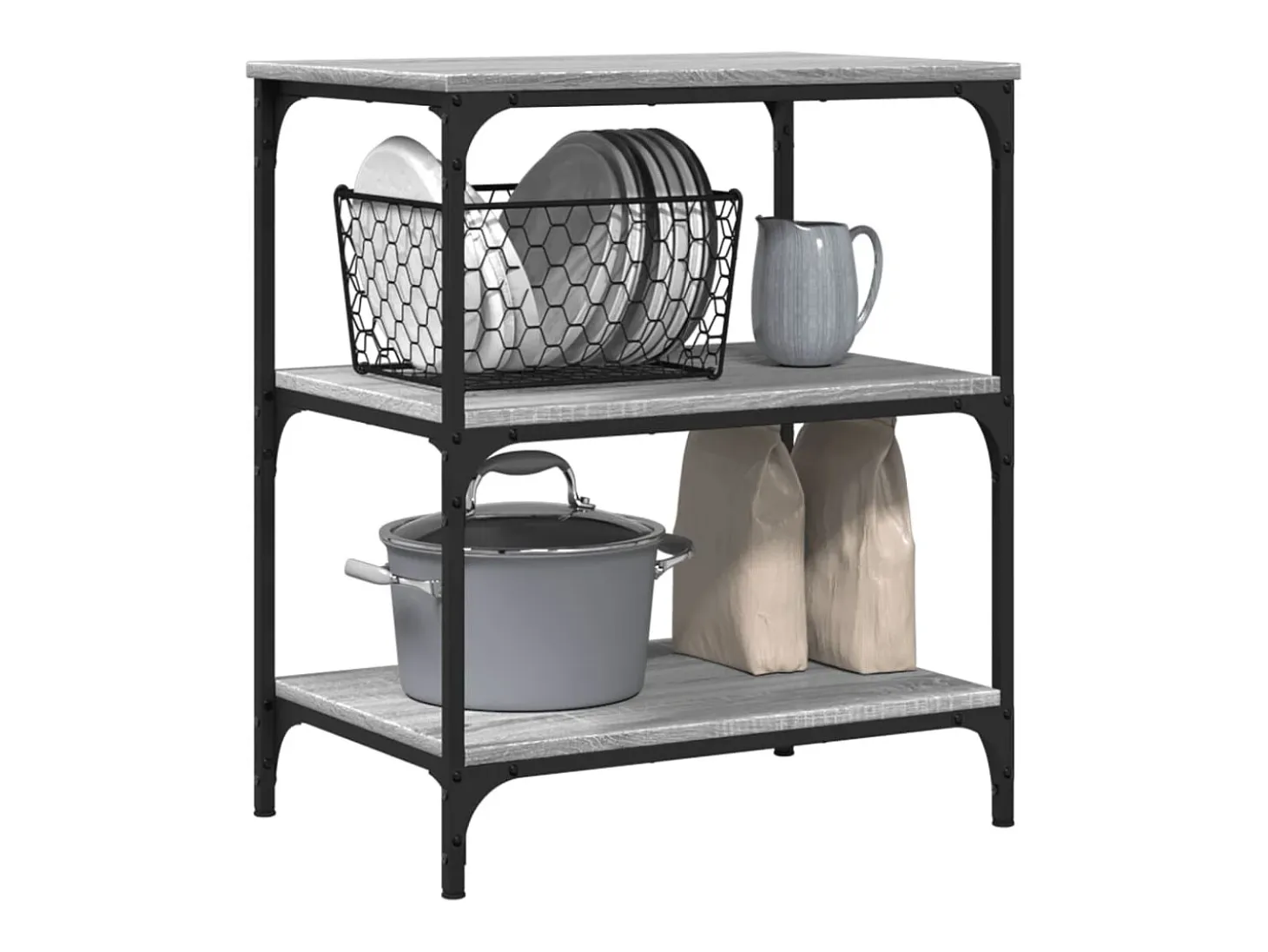 Carrito de cocina madera de ingeniería gris Sonoma 60x41x76 cm