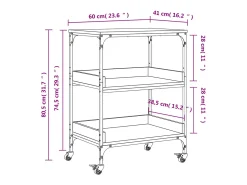 Carrito de cocina madera ingeniería gris Sonoma 60x41x80,5 cm
