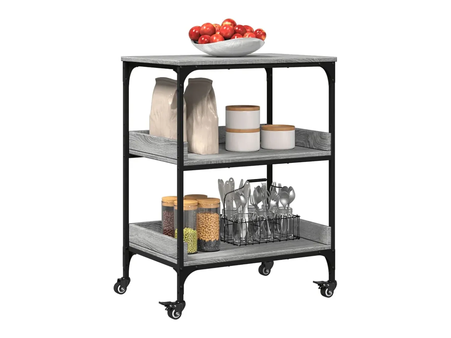 Carrito de cocina madera ingeniería gris Sonoma 60x41x80,5 cm