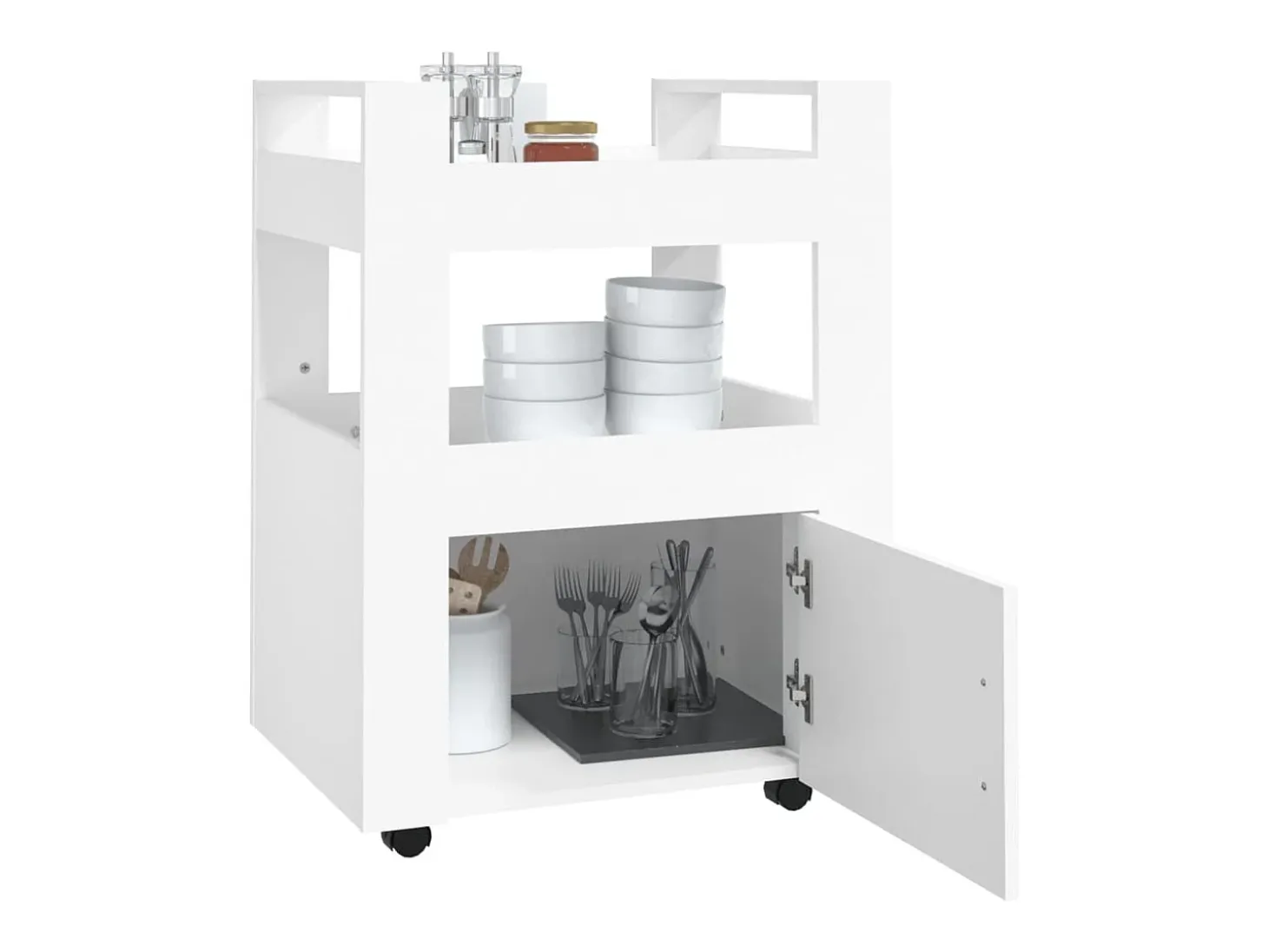 Carrito de cocina madera contrachapada blanco 60x45x80 cm