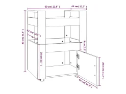 Carrito de cocina madera contrachapada blanco 60x45x80 cm