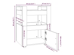 Carrito de cocina madera contrachapada gris Sonoma 60x45x80 cm