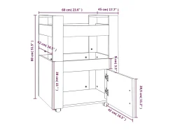 Carrito de cocina madera contrachapada gris Sonoma 60x45x80 cm