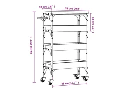 Carrito de cocina madera ingeniería roble ahumado 53x20x76 cm