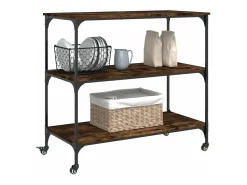 Carrito de cocina madera ingeniería roble ahumado 102x50x95 cm