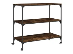 Carrito de cocina madera ingeniería roble ahumado 102x50x95 cm