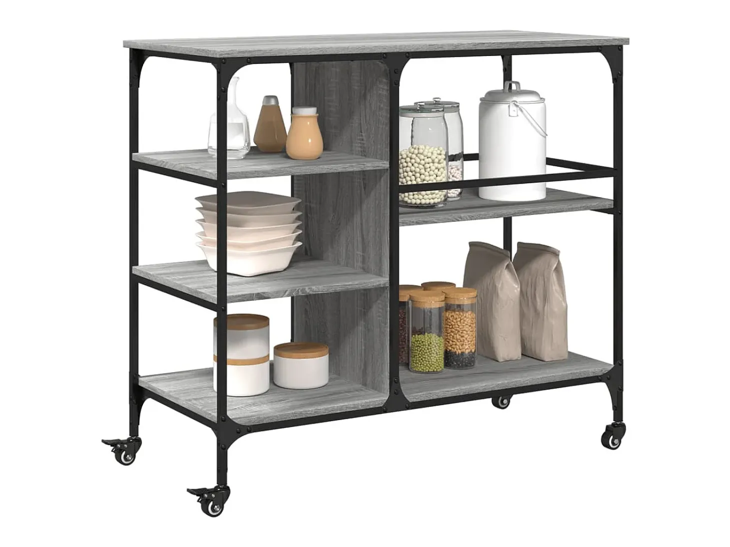 Carrito de cocina madera ingeniería gris Sonoma 100x45x89,5 cm