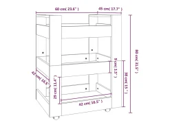 Carrito de cocina madera contrachapada gris Sonoma 60x45x80 cm