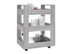 Carrito de cocina madera contrachapada gris Sonoma 60x45x80 cm