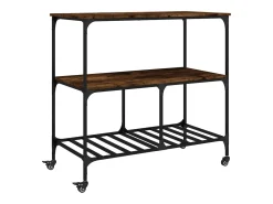 Carrito de cocina madera ingeniería roble ahumado 100x50x95 cm