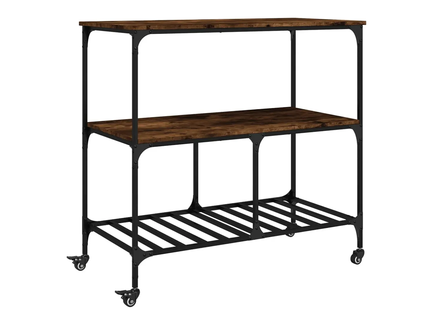 Carrito de cocina madera ingeniería roble ahumado 100x50x95 cm