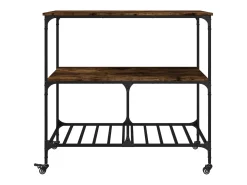 Carrito de cocina madera ingeniería roble ahumado 100x50x95 cm