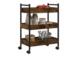 Carrito de cocina madera ingeniería roble ahumado 50x30x70 cm