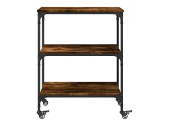 Carrito de cocina madera ingeniería roble ahumado 60x41x76 cm
