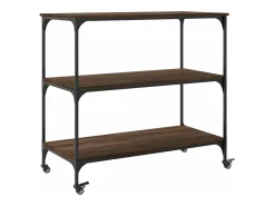Carrito de cocina madera ingeniería marrón roble 102x50x95 cm