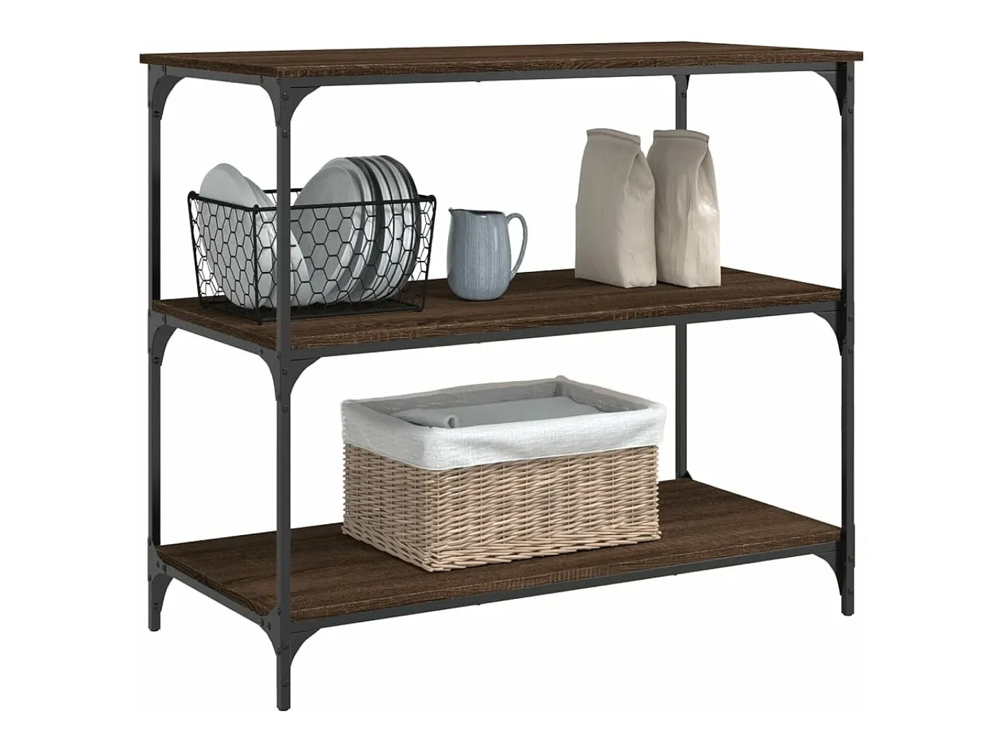 Carrito de cocina madera ingeniería marrón roble 102x50x95 cm