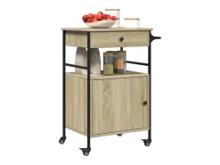 Carrito de cocina madera ingeniería roble Sonoma 56x43x89,5 cm