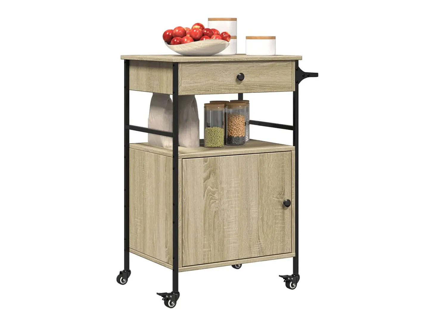 Carrito de cocina madera ingeniería roble Sonoma 56x43x89,5 cm