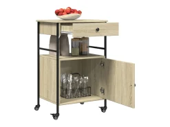 Carrito de cocina madera ingeniería roble Sonoma 56x43x89,5 cm