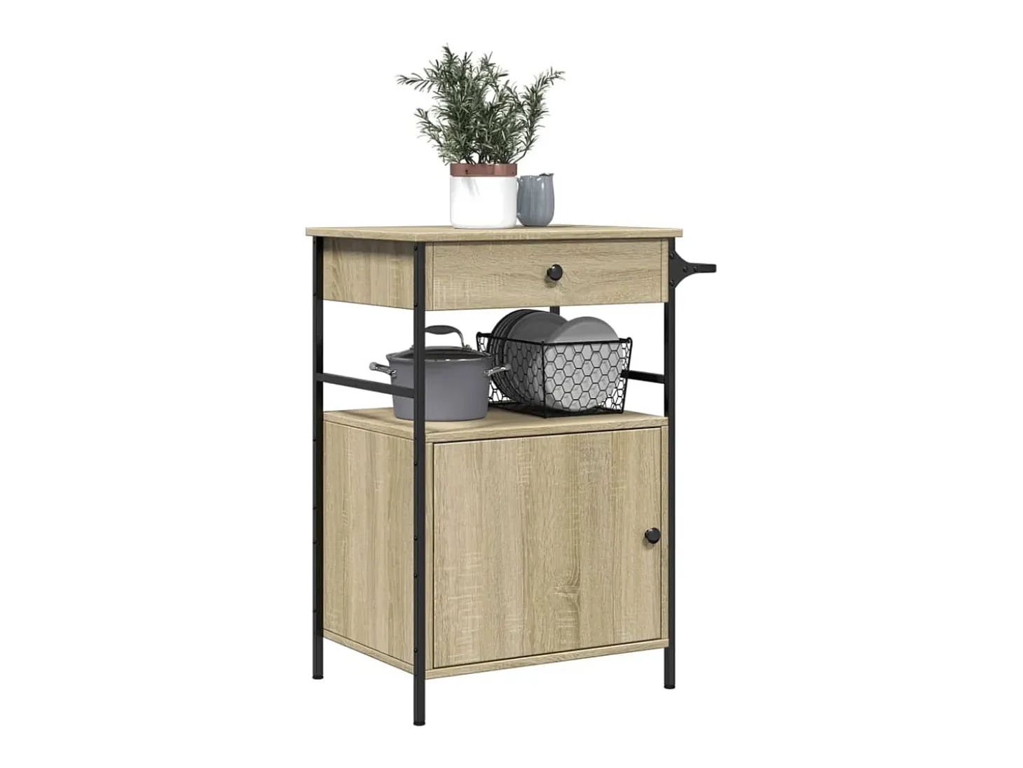 Carrito de cocina madera ingeniería roble Sonoma 56x43x89,5 cm