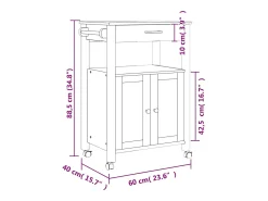 Carrito de cocina MONZA madera maciza de pino 60x40x88,5 cm