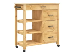 Carrito de cocina MONZA madera maciza de pino 84x40x88,5 cm