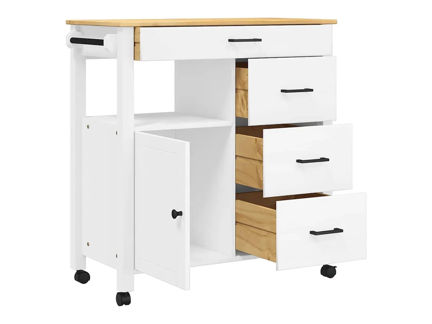 Carrito de cocina MONZA madera maciza de pino 84x40x88,5 cm