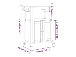 Carrito de cocina MONZA madera maciza de pino 60x40x88,5 cm