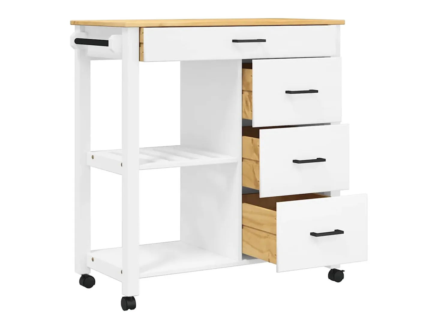 Carrito de cocina MONZA madera maciza de pino 84x40x88,5 cm