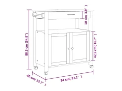 Carrito de cocina MONZA madera maciza de pino 84x40x88,5 cm