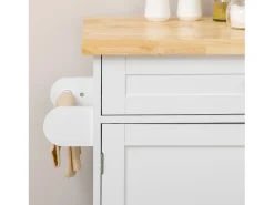 Carrito de cocina móvil con encimera, estante regulable, MDF blanco (109x40x89cm)